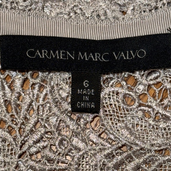 Carmen Marc Valvo Silver Lace Evening Jacket Size 6 - Picture 3 of 8